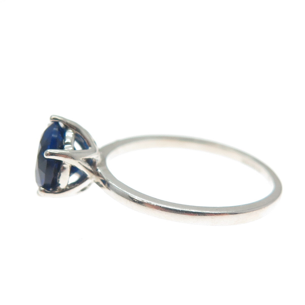 DAZZLERS 925 Sterling Silver Round-Cut Nano Blue Sapphire Ring Size 6.75