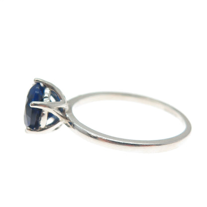 DAZZLERS 925 Sterling Silver Round-Cut Nano Blue Sapphire Ring Size 6.75