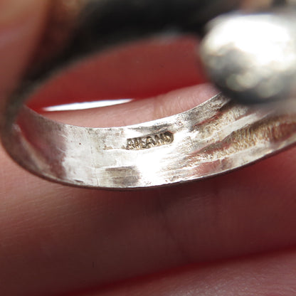 925 Sterling Silver Vintage Modernist Bypass Oxidized Ring Size 6.25