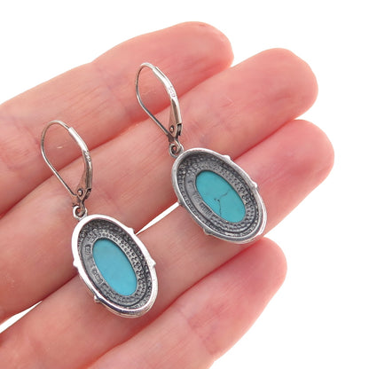 Whitney Kelly 925 Sterling Silver Vintage Real Turquoise Dangle Earrings