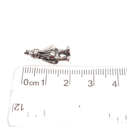 Walt Disney 925 Sterling Silver Vintage Goofy Oxidized 3D Mini Charm Pendant