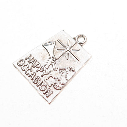 925 Sterling Silver Vintage Happy Occasion Charm Pendant