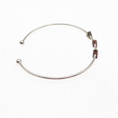 Sun 925 Sterling Silver Vintage Triangle Adjustable Cuff Bracelet 6.5"