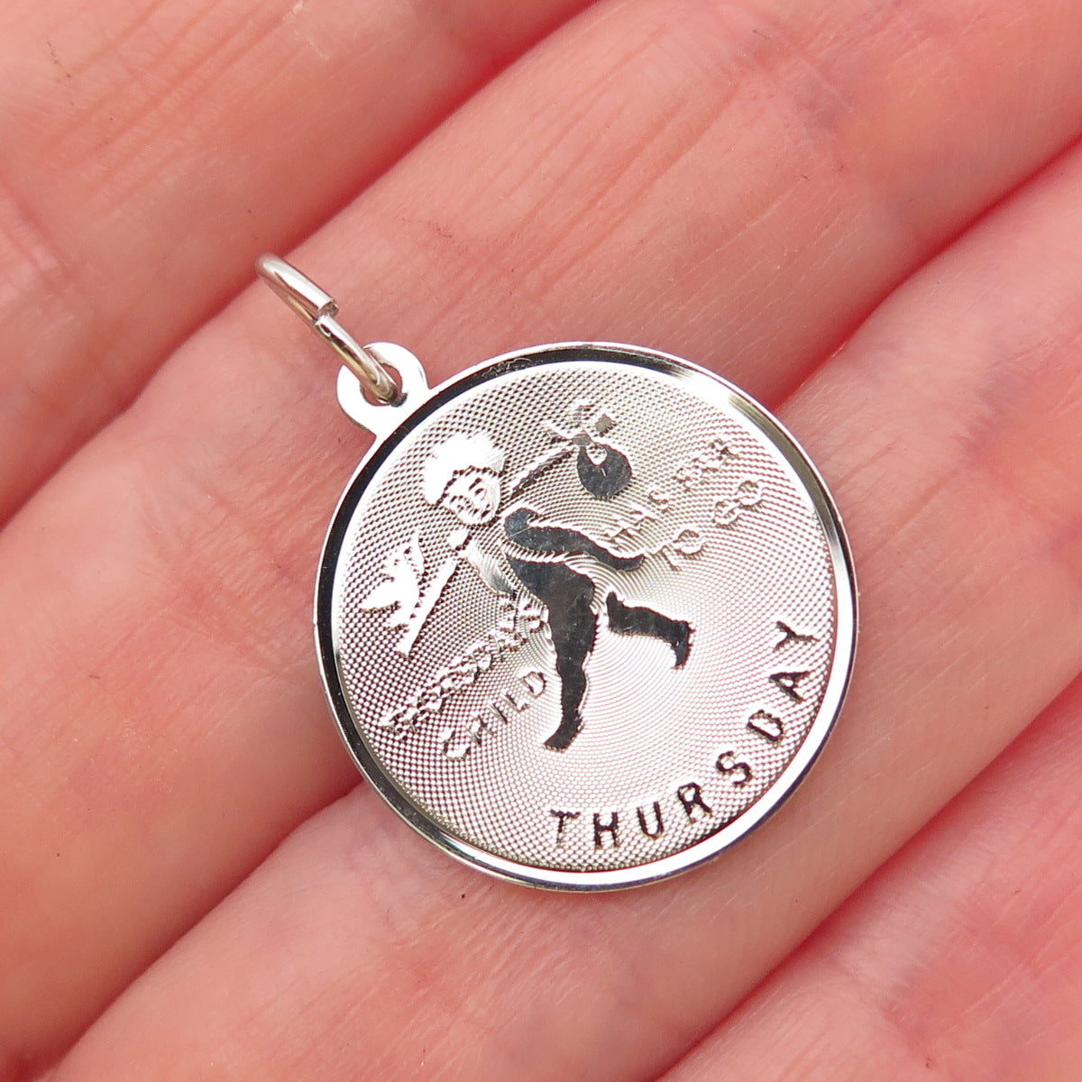 JAY POSON 925 Sterling Silver Vintage Thursday's Child Charm Pendant