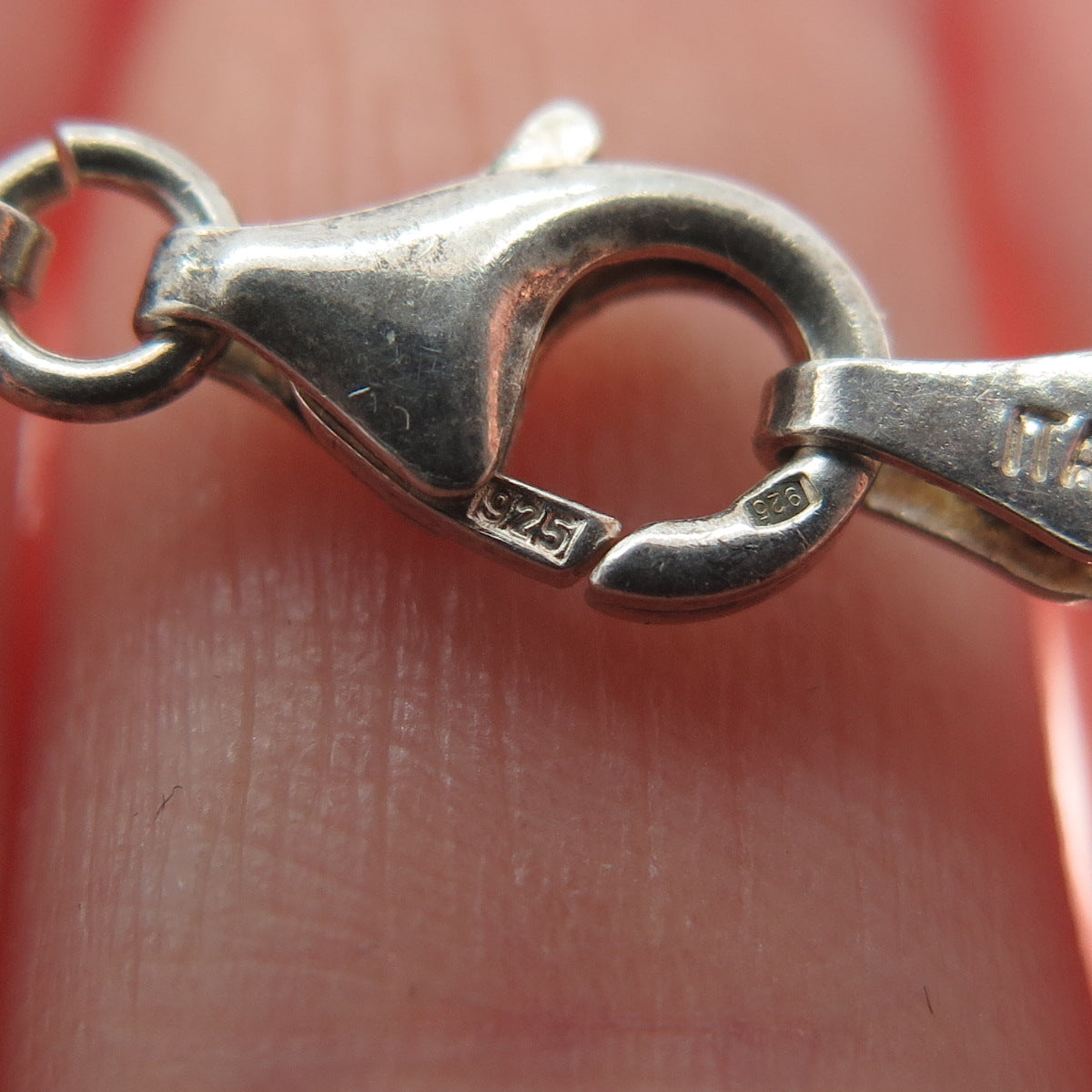 925 Sterling Silver Vintage Italy Crystal Dolphin Charm Rolo Link Bracelet 7"
