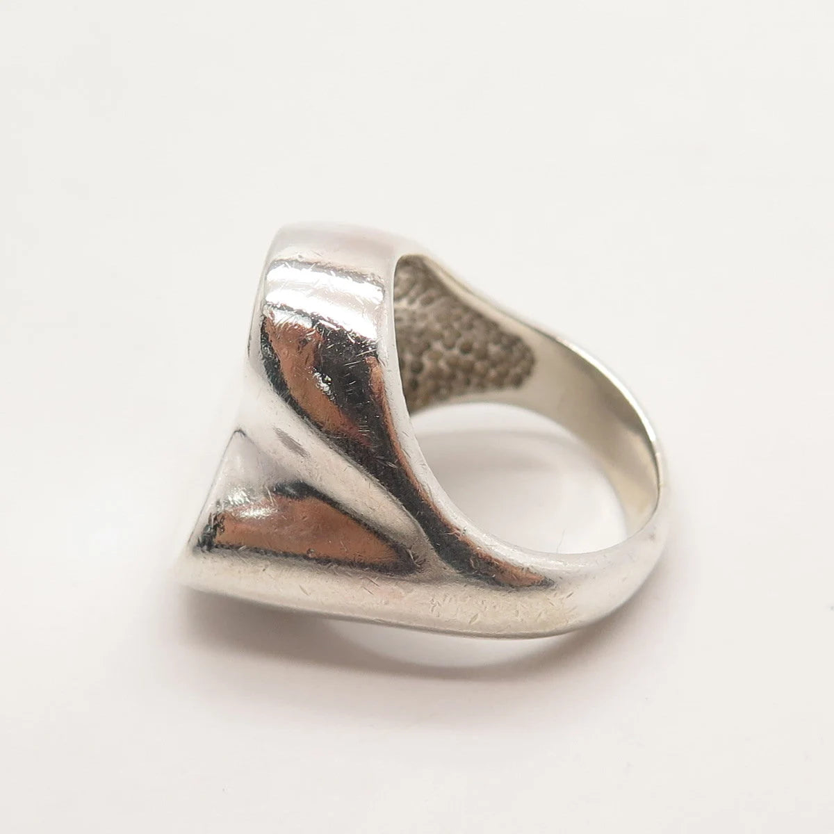925 Sterling Silver Vintage Modernist Signet Ring Size 7.25