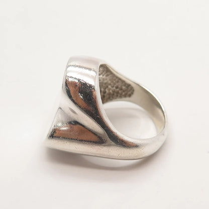 925 Sterling Silver Vintage Modernist Signet Ring Size 7.25