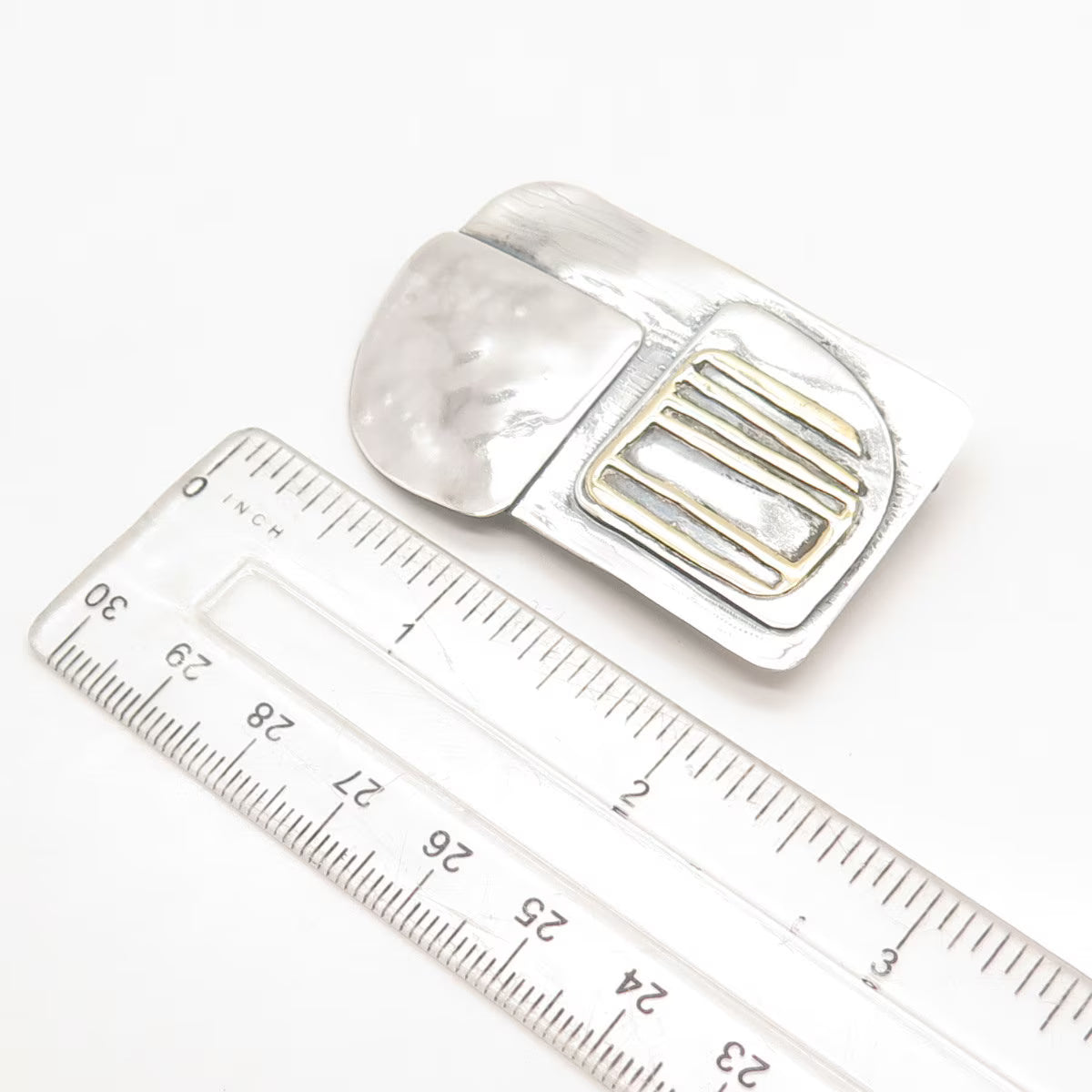 925 Sterling Silver 2-Tone Vintage Abstract Pin Brooch