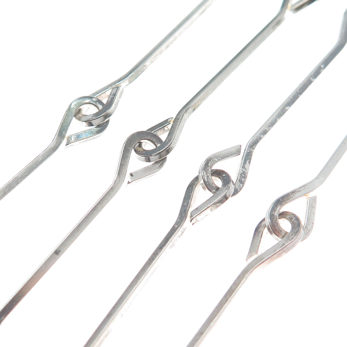 925 Sterling Silver Vintage Modernist Pendant Bar Chain Necklace 24"