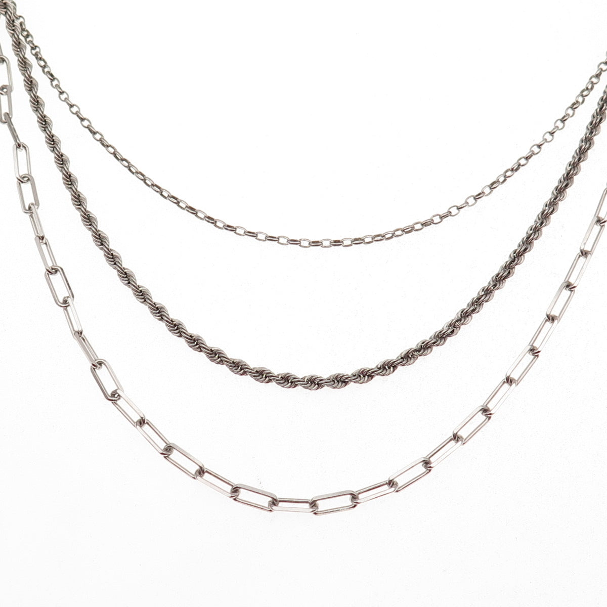 925 Sterling Silver Italy Multi-Chain Necklace 16"