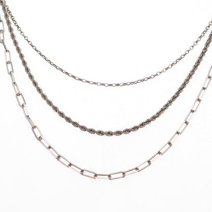 925 Sterling Silver Italy Multi-Chain Necklace 16"
