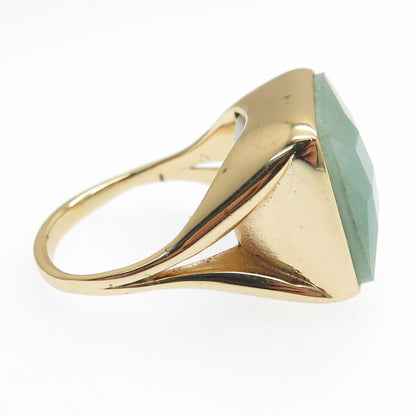 BLQ Basiq Jewelry Sterling Silver Gold Plated Real Aventurine Ring Size 10.25