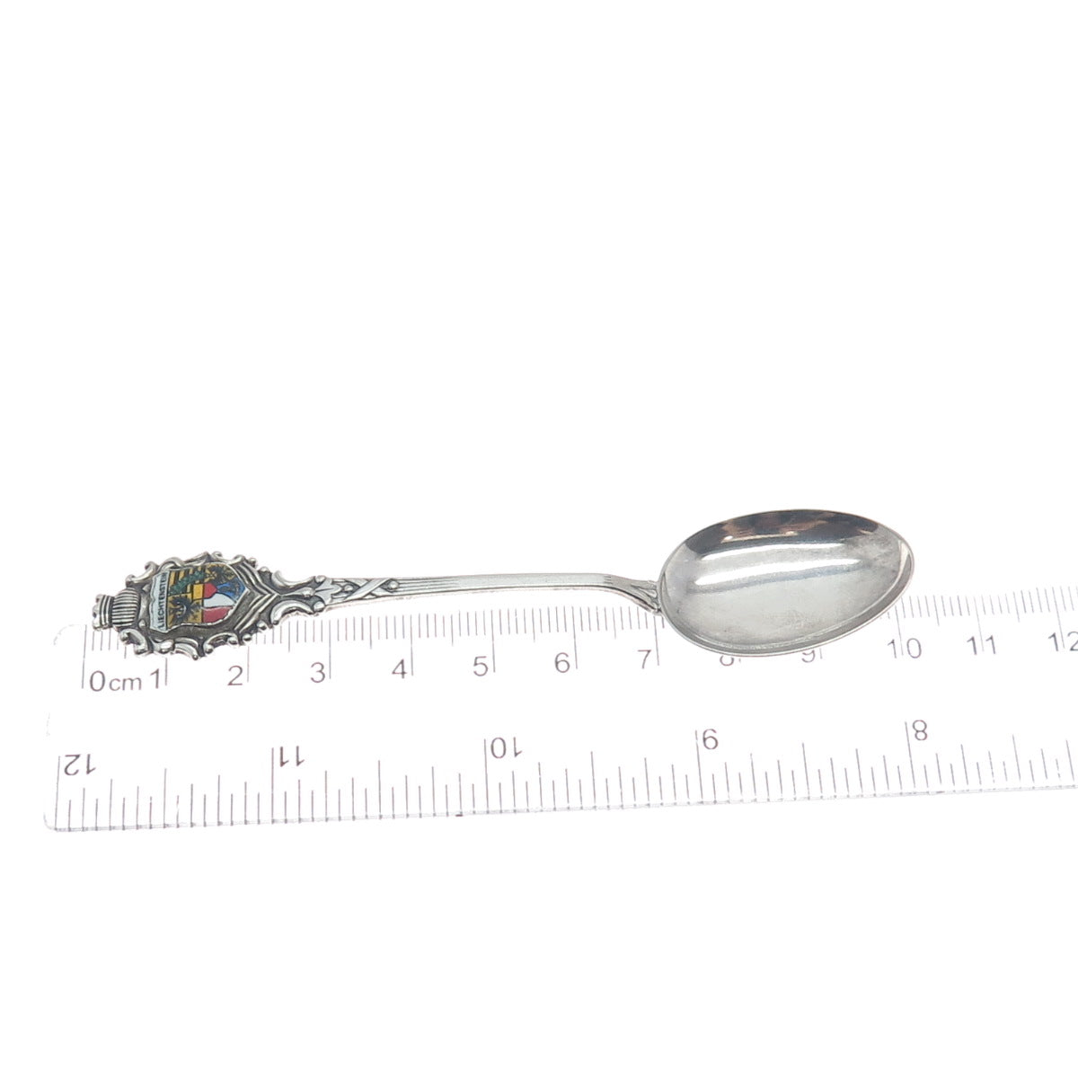 Silver Plated Vintage SF Germany Enamel Liechtenstein Coat of Arms Coffee Spoon