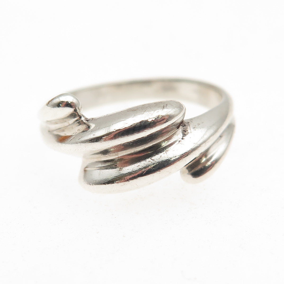 925 Sterling Silver Vintage Modernist Oxidized Ring Size 6.75