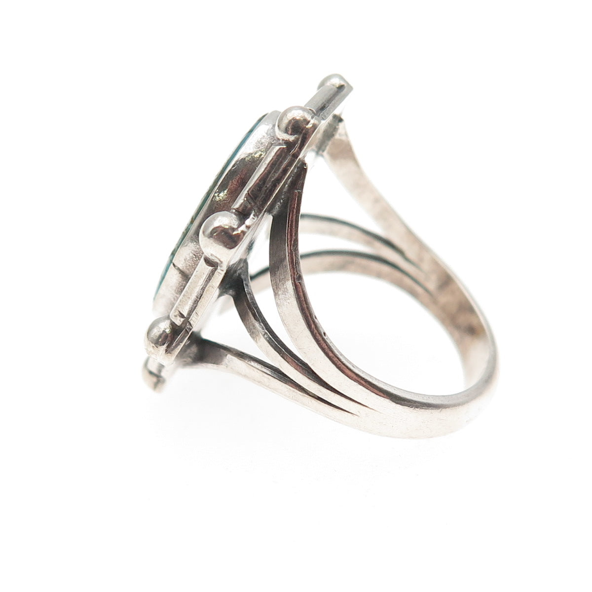 Old Pawn 925 Sterling Silver Vintage Southwestern Kingman Turquoise Ring Size 6