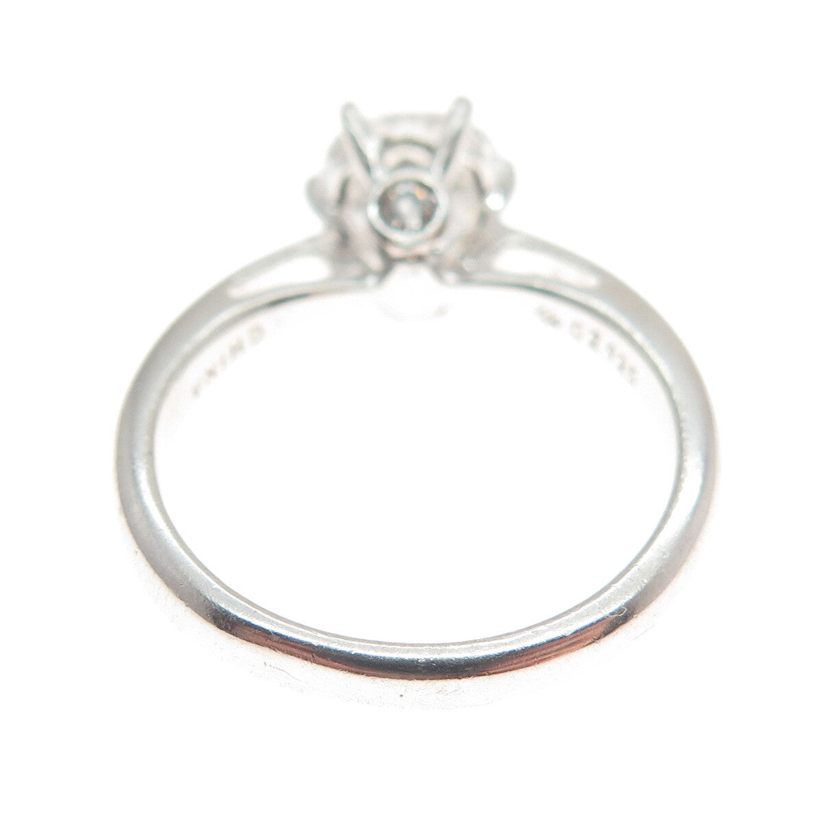 925 Sterling Silver Round-Cut Shaped C Z Engagement Ring Size 8.25