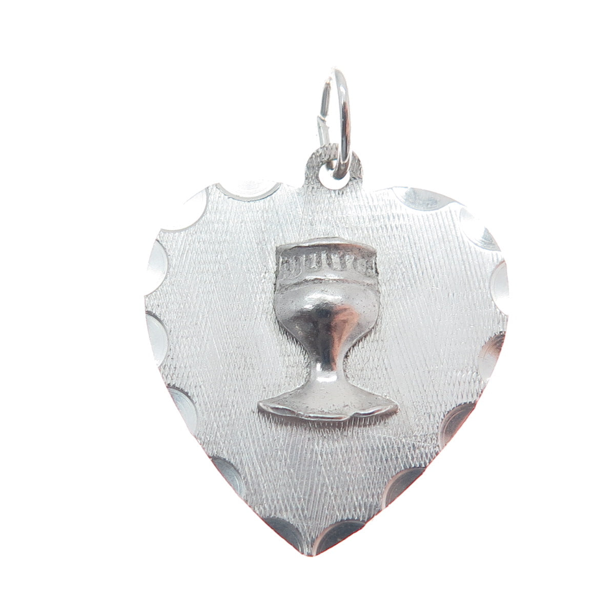 925 Sterling Silver Vintage M&M Holy Communion Heart Charm Pendant