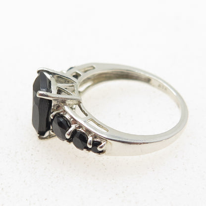 CHUCK CLEMENCY 925 Sterling Silver Real Black Spinel Ring Size 6.25