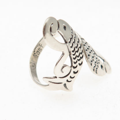 925 Sterling Silver Vintage Mexico Pisces Zodiac Sign Adjustable Ring Size 8.75