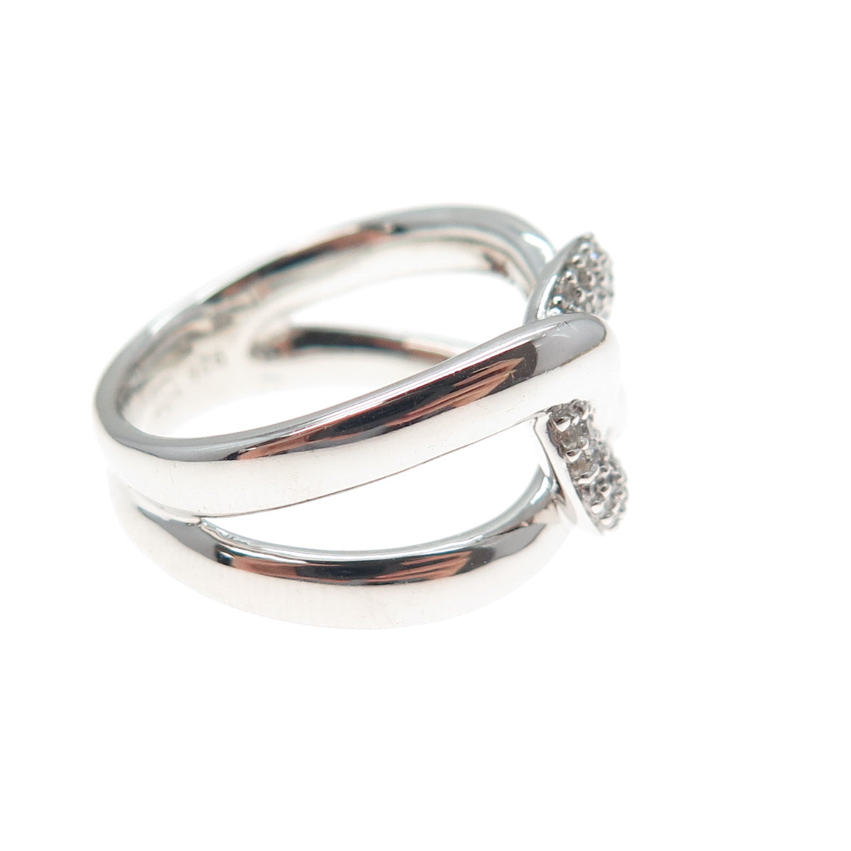 925 Sterling Silver Round-Cut C Z Interlocked Oval Link Ring Size 6.75