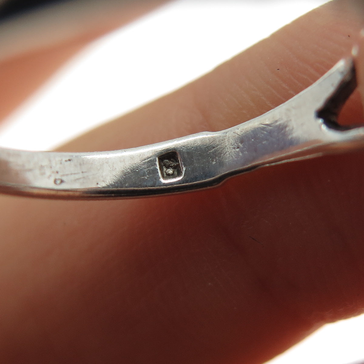 925 Sterling Silver Vintage Real Black Onyx Wishbone Oxidized Ring Size 6.75