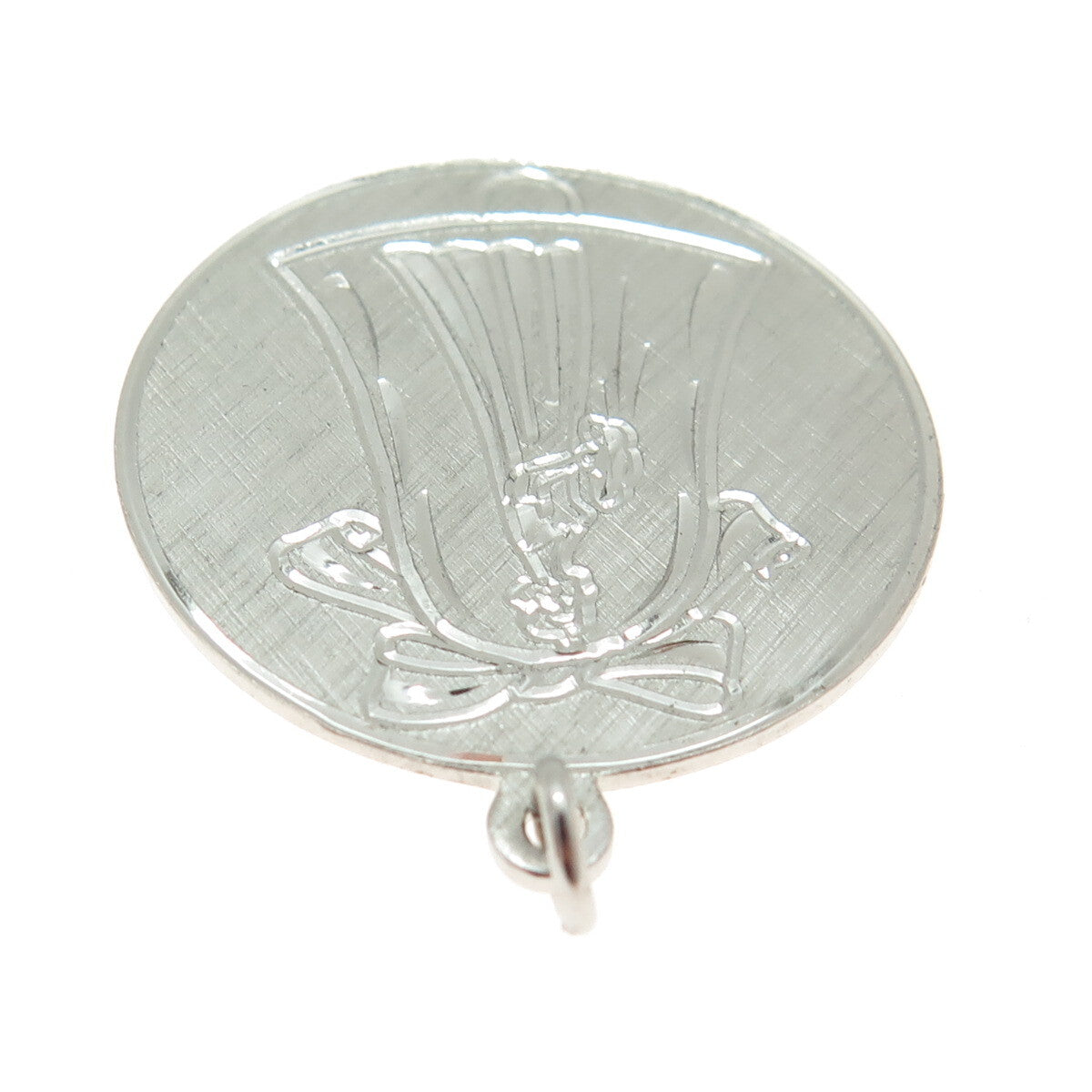 ANSON 925 Sterling Silver Vintage Bride Wedding Round Pendant