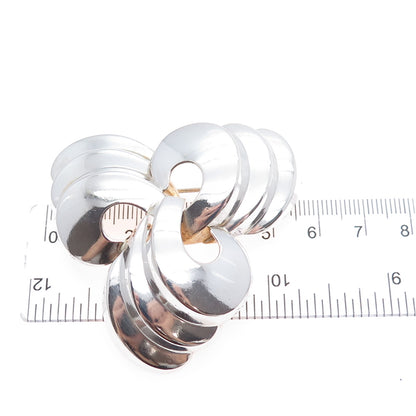 MONET 925 Sterling Silver 2-Tone Vintage Modernist Floral Pin Brooch