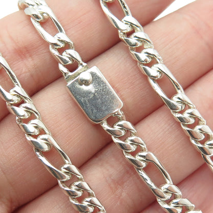 925 Sterling Silver Vintage Mexico Figaro Chain Necklace 22"