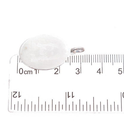 925 Sterling Silver Vintage Engraved Jesus Oval Tag Charm Pendant