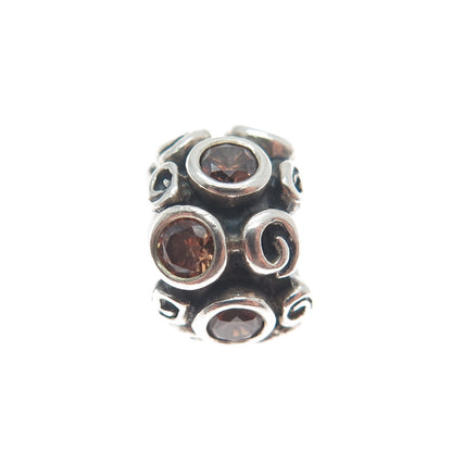 PANDORA 925 Sterling Silver Smoky C Z Spiral Bead Charm