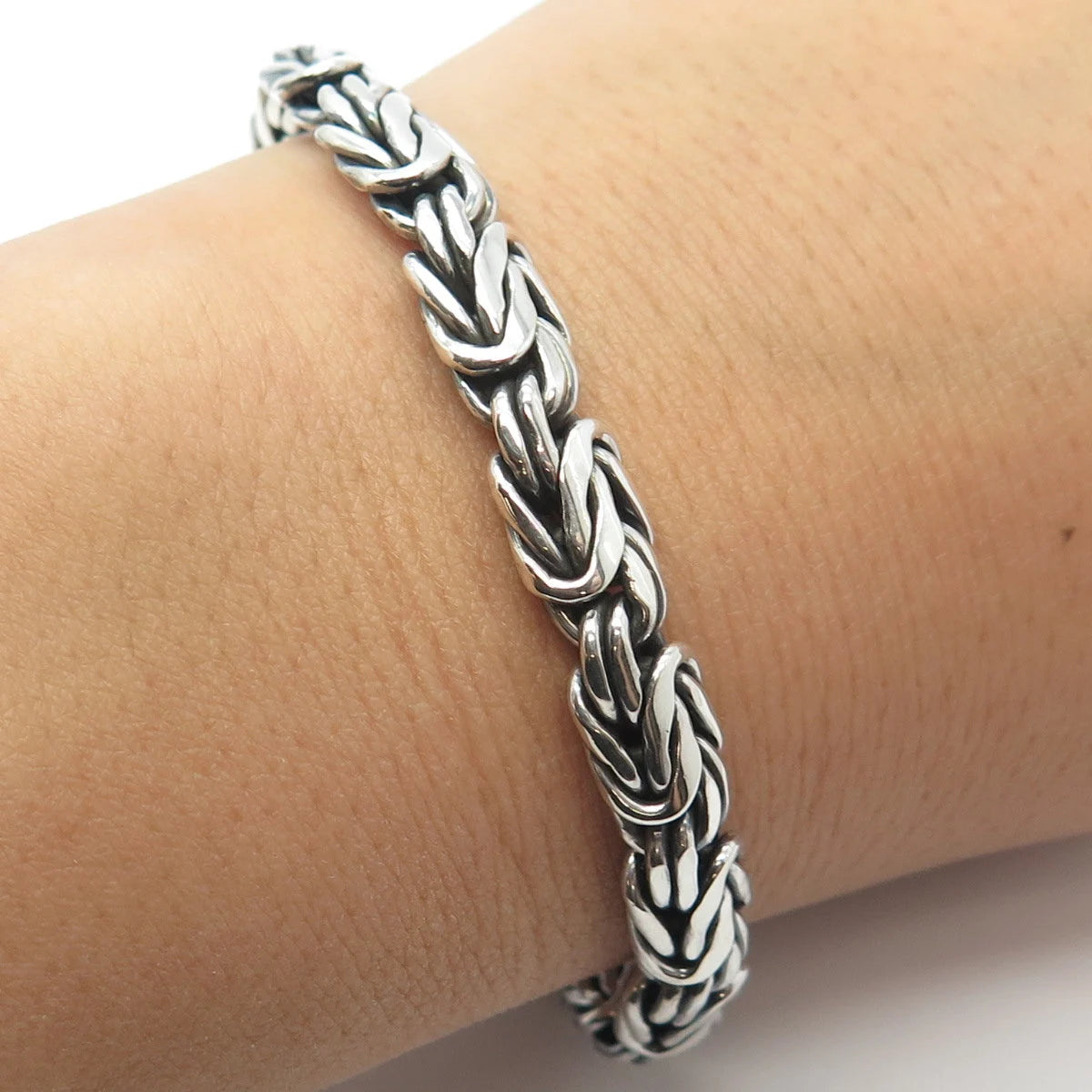 925 Sterling Silver Vintage Byzantine Link Bracelet 6"