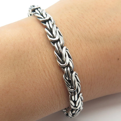 925 Sterling Silver Vintage Byzantine Link Bracelet 6"
