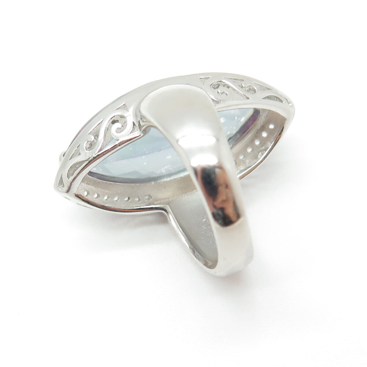 LUCAS LAMETH LUC 925 Sterling Silver Real Mystic & White Topaz Ring Size 6.25