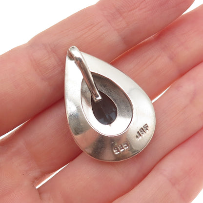 Jaf Elias Sterling Silver Vintage Real Blue Topaz Teardrop Slide Charm Pendant
