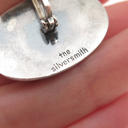 The Silversmith 925 Sterling Silver Vintage Real Carnelian Oxidized Cufflinks