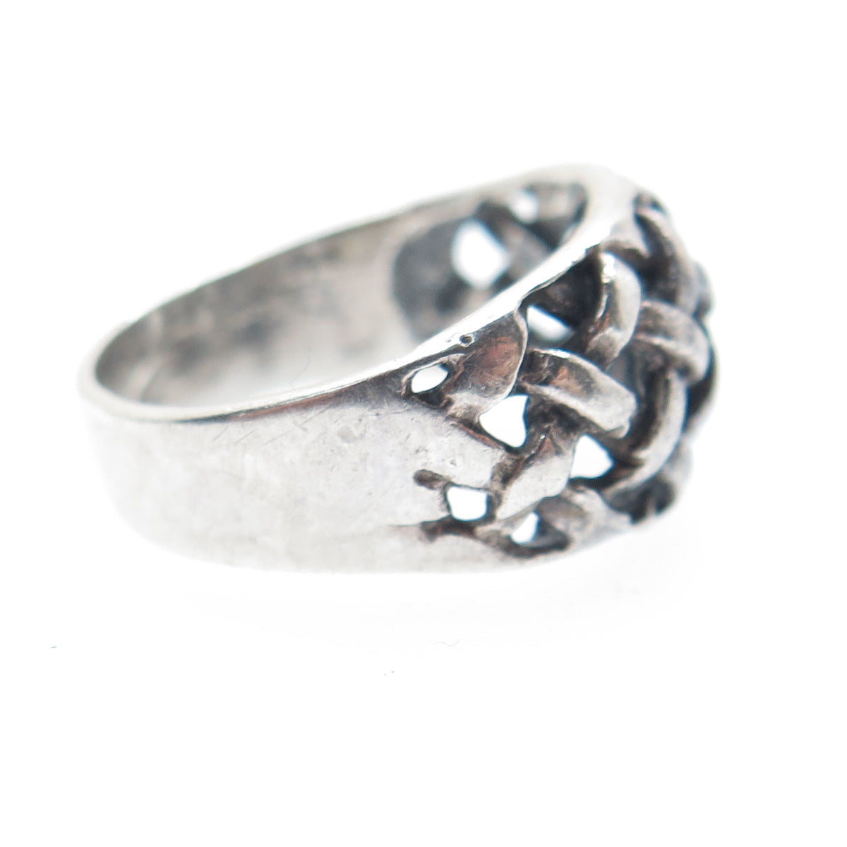 925 Sterling Silver Vintage Woven Oxidized Ring Size 5.75
