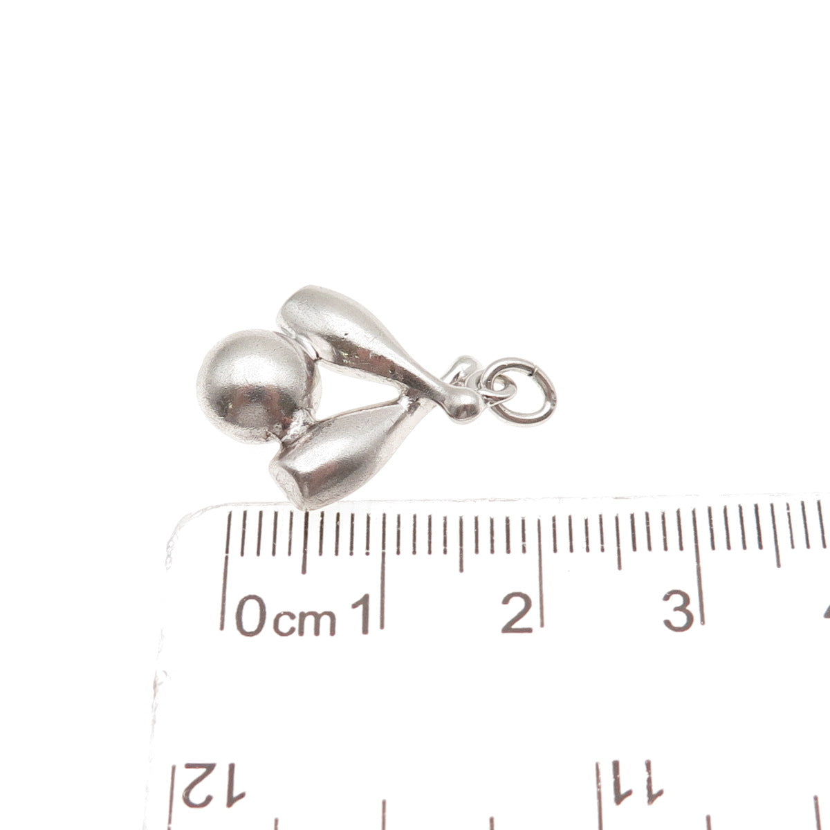 925 Sterling Silver Vintage Bowling Ball & Pins Mini Charm Pendant