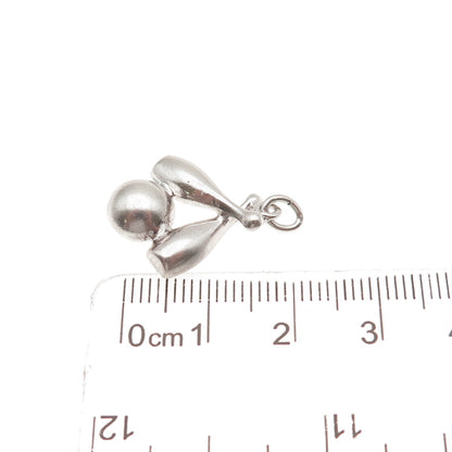 925 Sterling Silver Vintage Bowling Ball & Pins Mini Charm Pendant