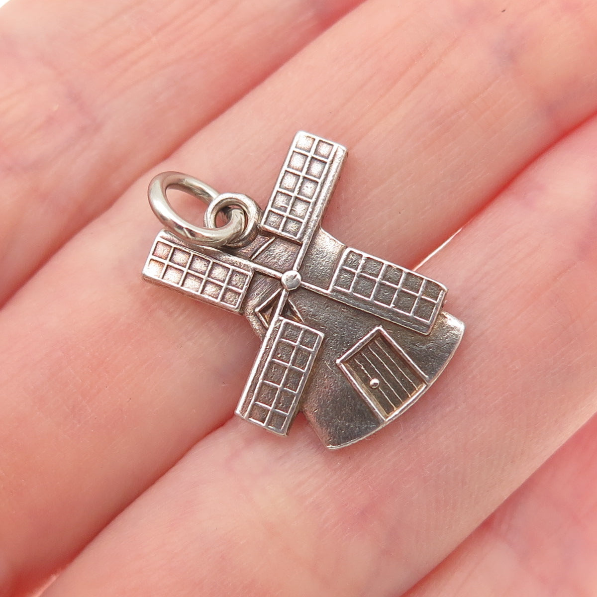 Sook 925 Sterling Silver Vintage Windmill Oxidized Mini Charm Pendant
