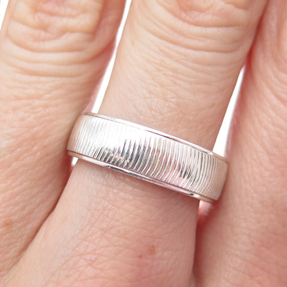 925 Sterling Silver Vintage AGM Ribbed Band Ring Size 7