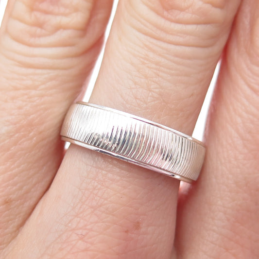 925 Sterling Silver Vintage AGM Ribbed Band Ring Size 7