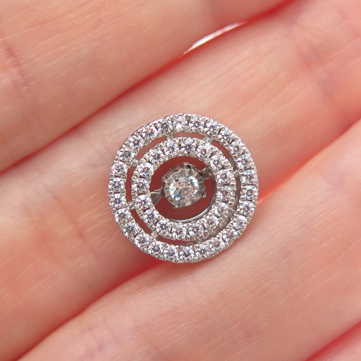 925 Sterling Silver Round-Cut Shaped C Z Sparkle Minimalist Slide Pendant