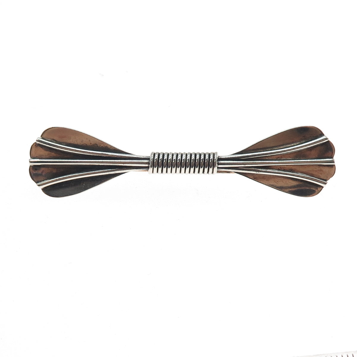 835 Silver Vintage European Modernist Floral Bow Oxidized Pin Brooch