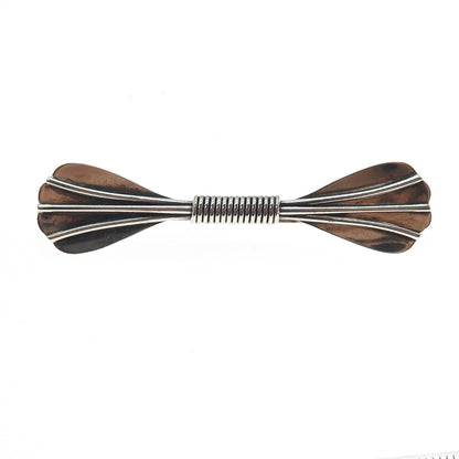 835 Silver Vintage European Modernist Floral Bow Oxidized Pin Brooch