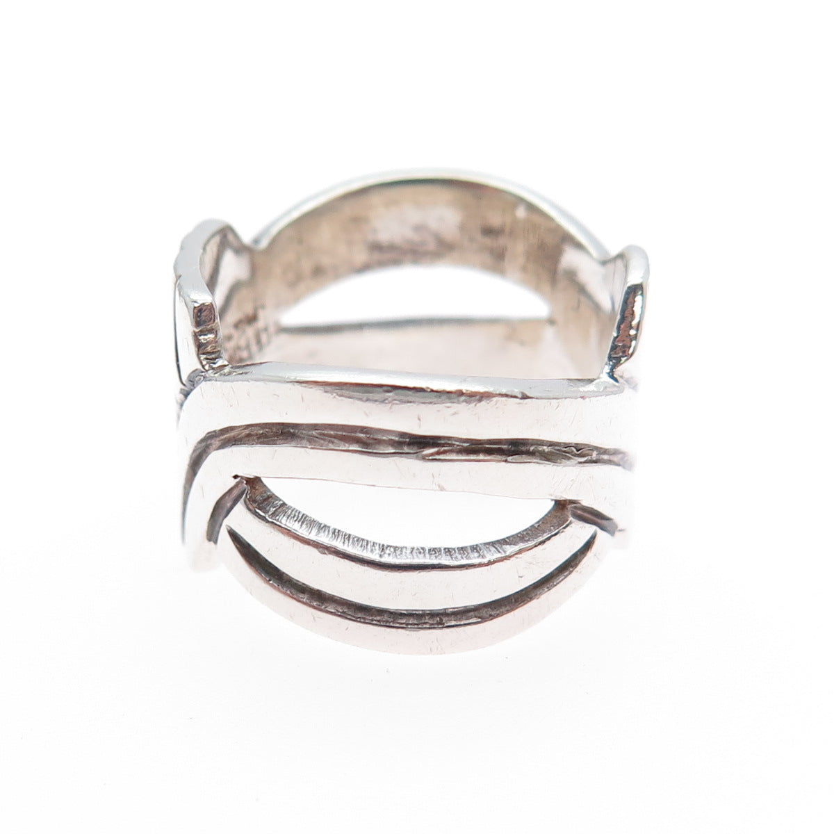 FEBRES 925 Sterling Silver Vintage Mexico Modernist Oxidized Ring Size 6.75