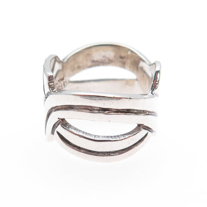 FEBRES 925 Sterling Silver Vintage Mexico Modernist Oxidized Ring Size 6.75