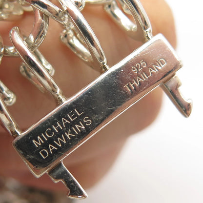 925 Sterling Silver Vintage M. Dawkins Smoky Quartz Oval Link Bracelet 6 3/4"