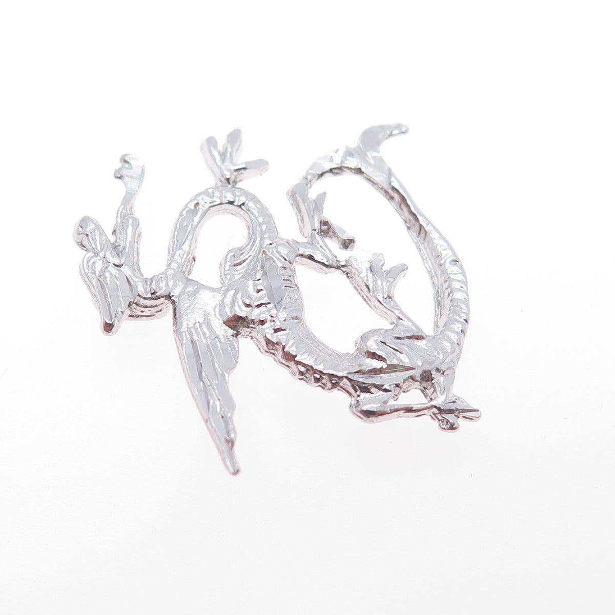 925 Sterling Silver Vintage Royal Dragon Slide Charm Pendant