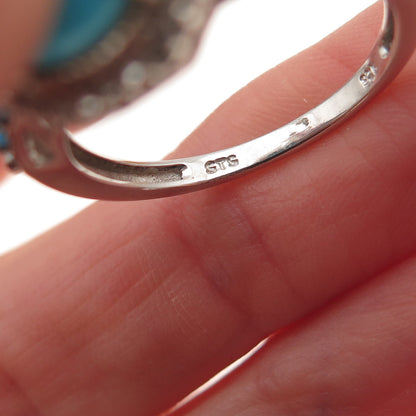 Chuck Clemency 925 Sterling Silver Real Turquoise Apatite & Topaz Ring Size 8.25