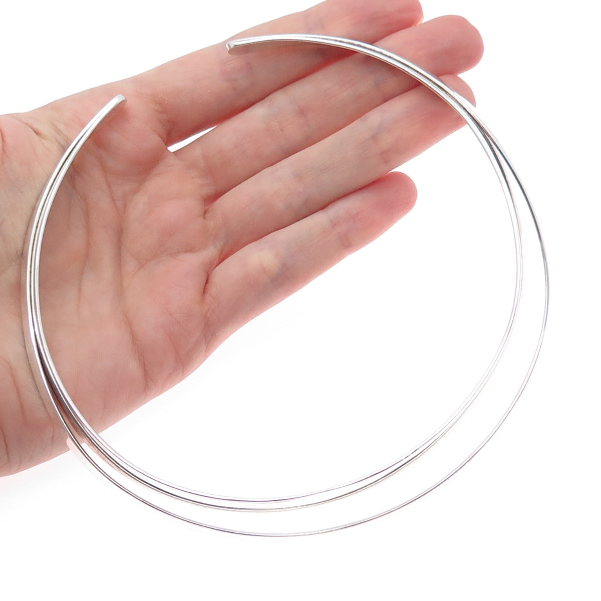 MILOR Sterling Silver Vintage Italy Modernist Adjustable Choker Necklace 14-16"